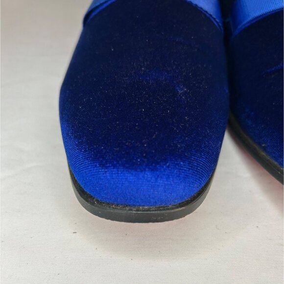 Mens Blue Velvet Loafers With Ribbon Accent & Paisley Lining Size 11 - Picture 10 of 11